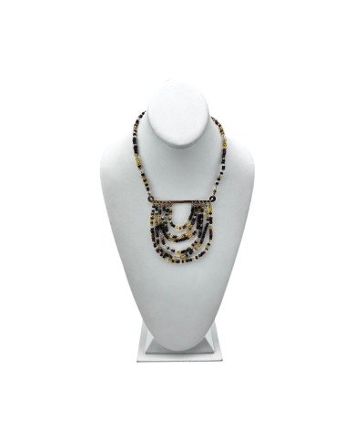 Earth Tone Handmade Maasai Glass Bead Bib Necklace