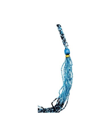 Light Blue Africa Handmade Multistrand Maasai Bead Necklace