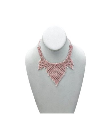 Light Pink Maasai Beaded Bib Necklace Display