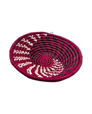 Handwoven Ruby Eclipse Mini Uganda Raffia Basket