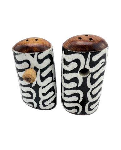 Handmade African Batik Bone Salt and Pepper Shakers