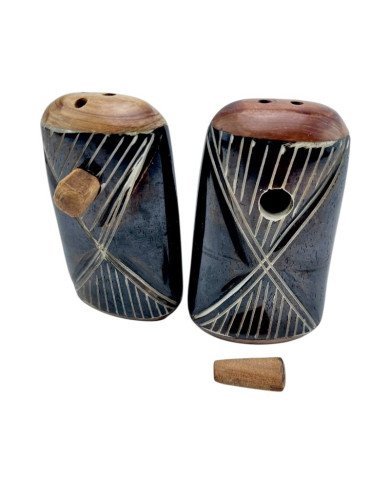 Ebony Hourglass Handmade African Batik Bone Shakers