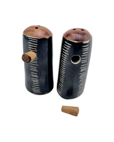 Ebony Stitched Handmade African Salt and Pepper Shakers