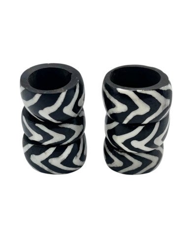 Handcarved African Mshale Batik Bone Napkin Rings