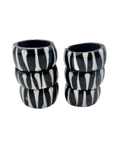 African Handmade Msingi Stripe Batik Bone Napkin Rings