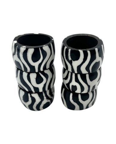 African Handmade Mzani Batik Bone Napkin Rings