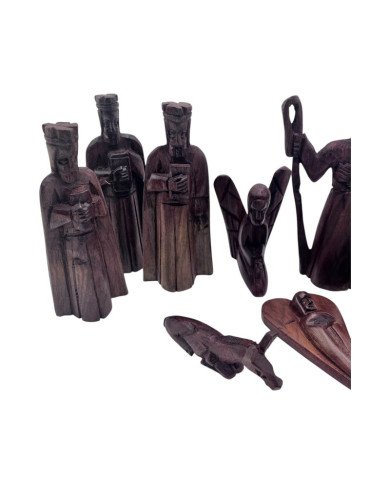 Jacaranda Wood Handcarved Kenyan Nativity Set