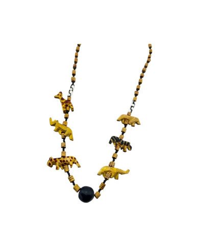 Wanyama Safari Carved Animals Bead Necklace