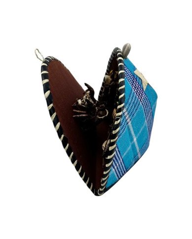 Handcrafted Shuka Blues Clamshell Nativity Open