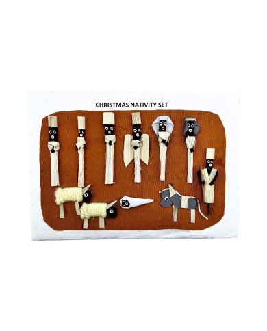 African Handmade Mini Corn Husk Nativity Panel Yellow