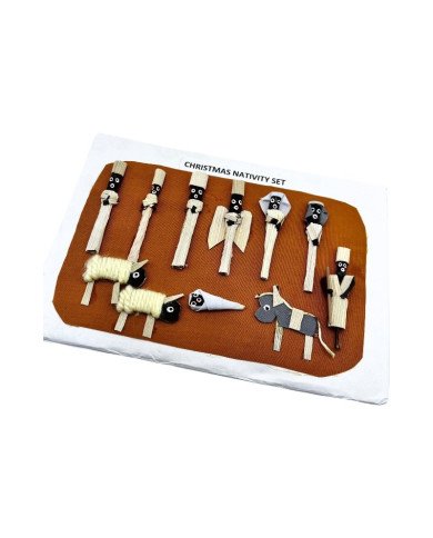 Handmade Mini Corn Husk African Nativity Panel Yellow