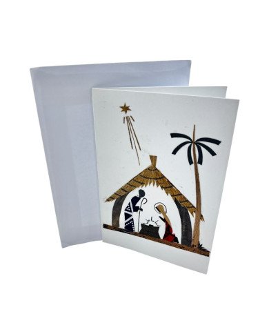 Handcrafted Banana Fiber Kitenge Nativity Card And Envelope